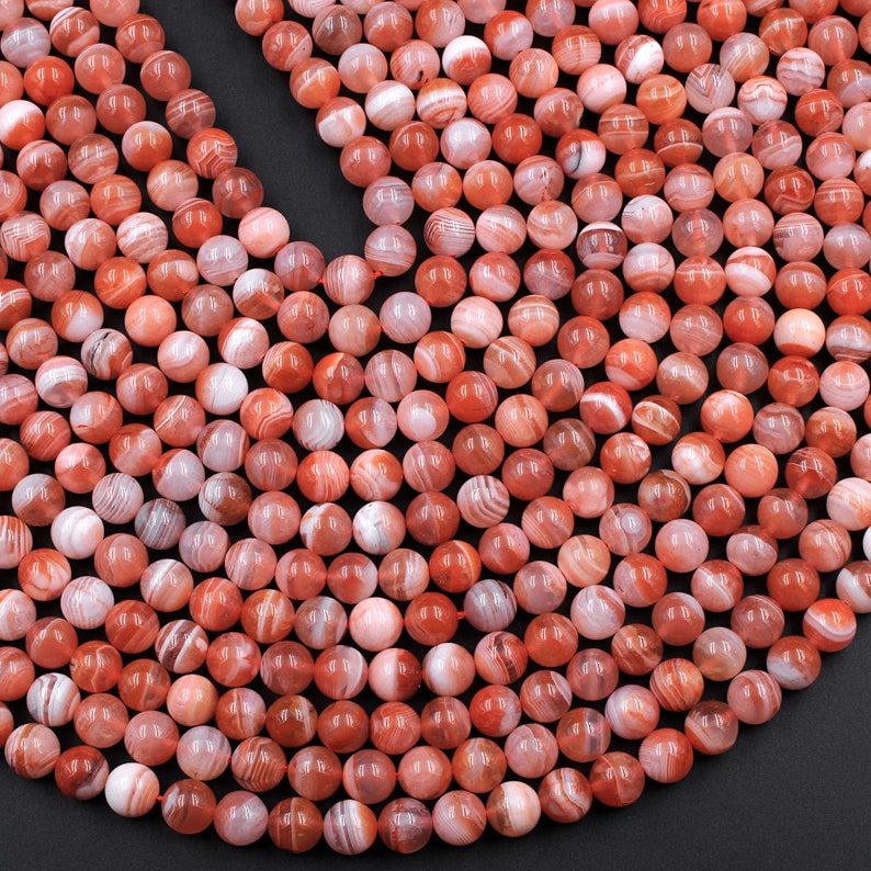 Extremely Rare AAA Natural Moroccan Red Banded Agate 4mm 6mm 8mm 10mm Round Bead 15.5 Strand image 7