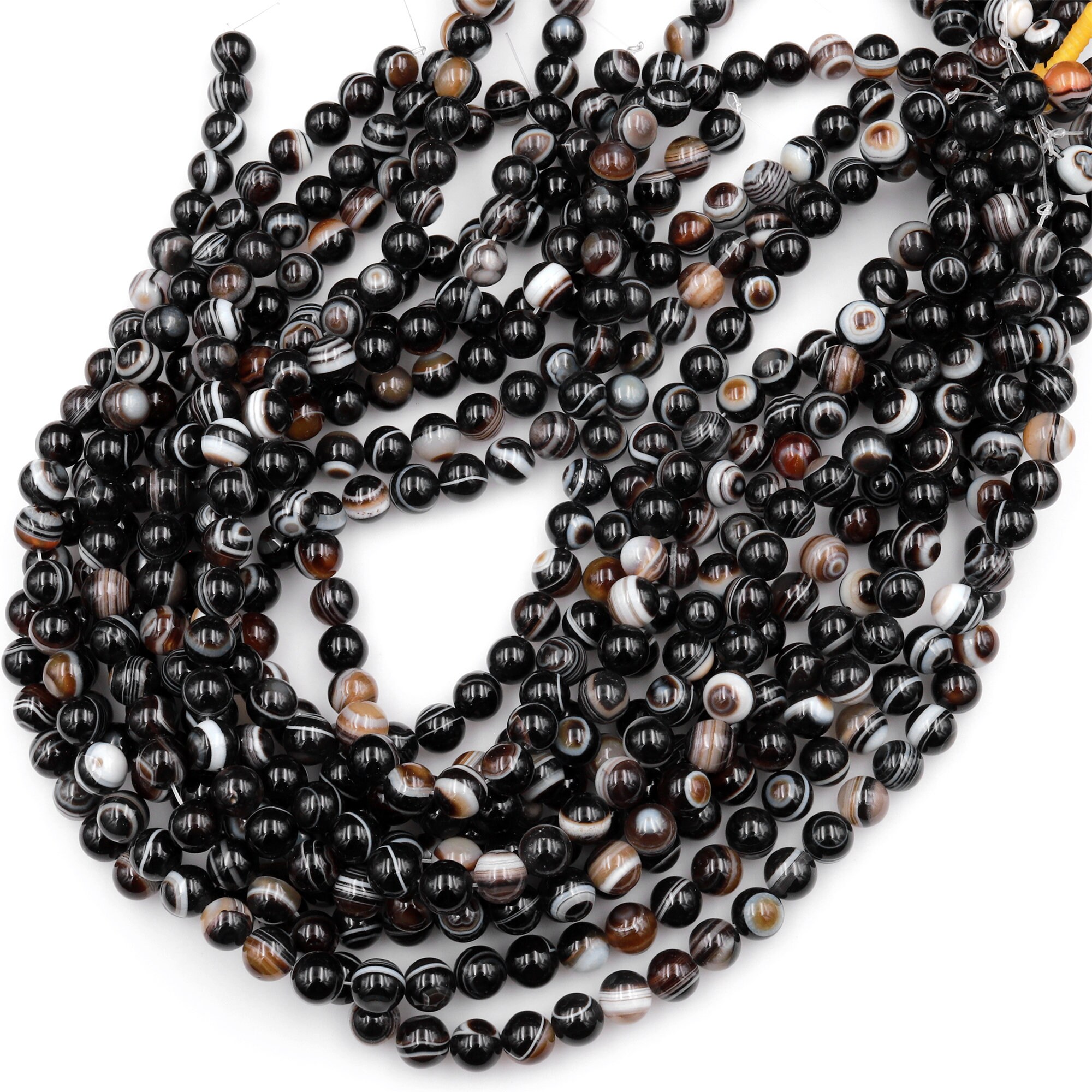 Natural Black Sardonyx Agate 4mm 6mm 8mm 10mm 12mm Round