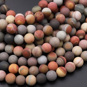 Matte Polychrome Landscape Ocean Jasper 4mm 6mm 8mm 10mm 12mm Round Beads 15.5&quot; Strand