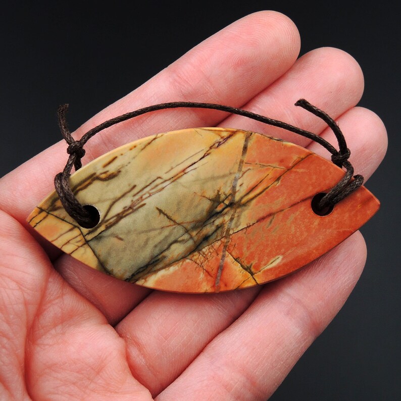 Red Creek Jasper Pendant Cherry Creek Jasper Pendant Multicolor Picasso Jasper Natural Stone Pendant Two Hole Drilled Pendant P1425