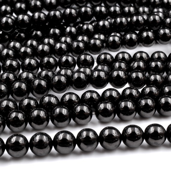 Perles en verre unies noires 4mm 8mm 10mm et 12mm