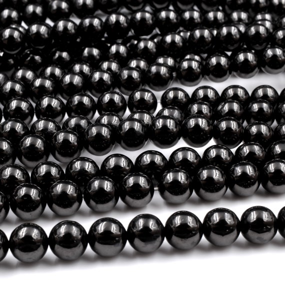 Natural Jet Stone Round Loose Beads - 6mm 8mm 10mm 12mm Sizes For Jewelry Making