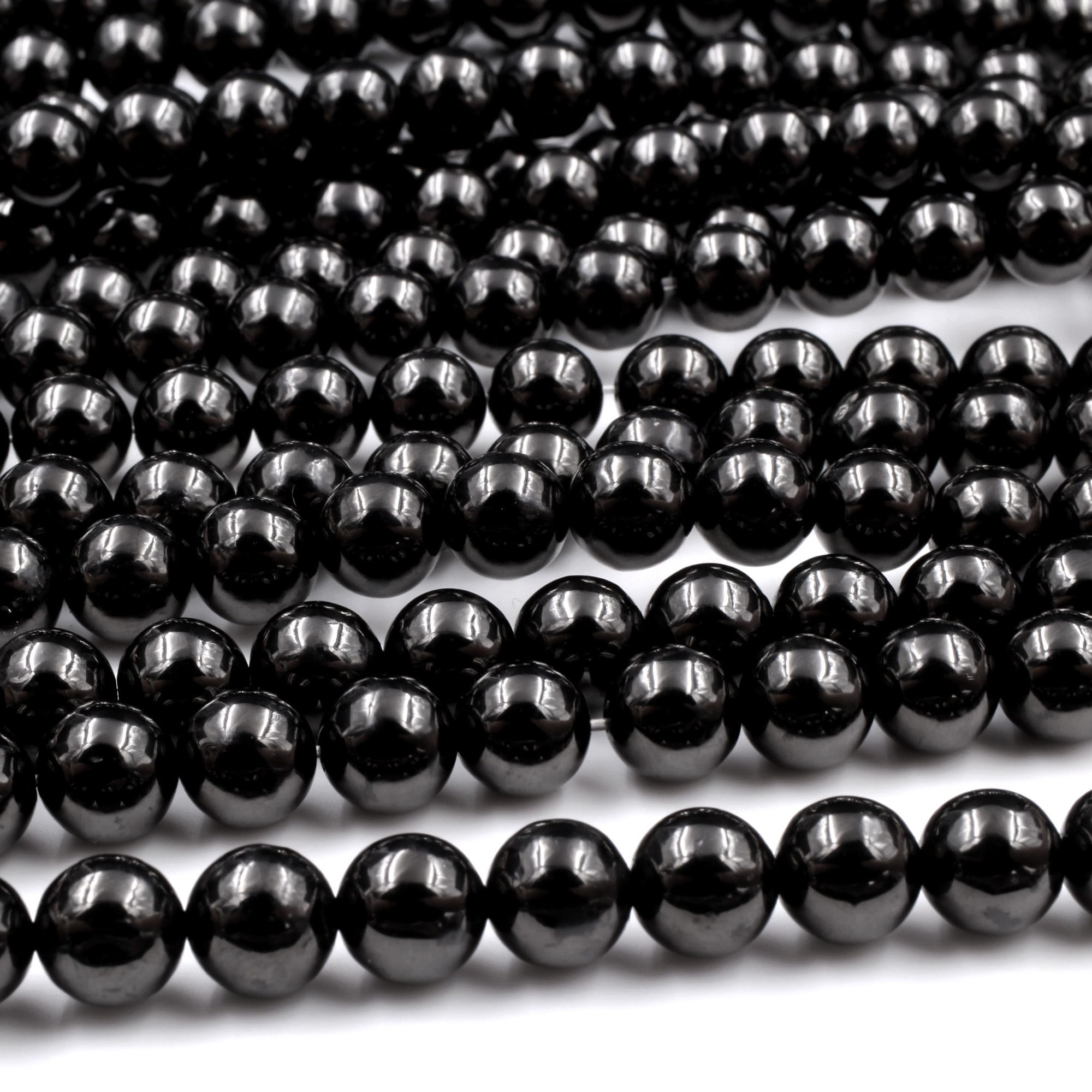 Natural Black Tourmaline Gemstones Round Beads 15.5'' 4mm 5mm 6mm 8mm 10mm 12mm 