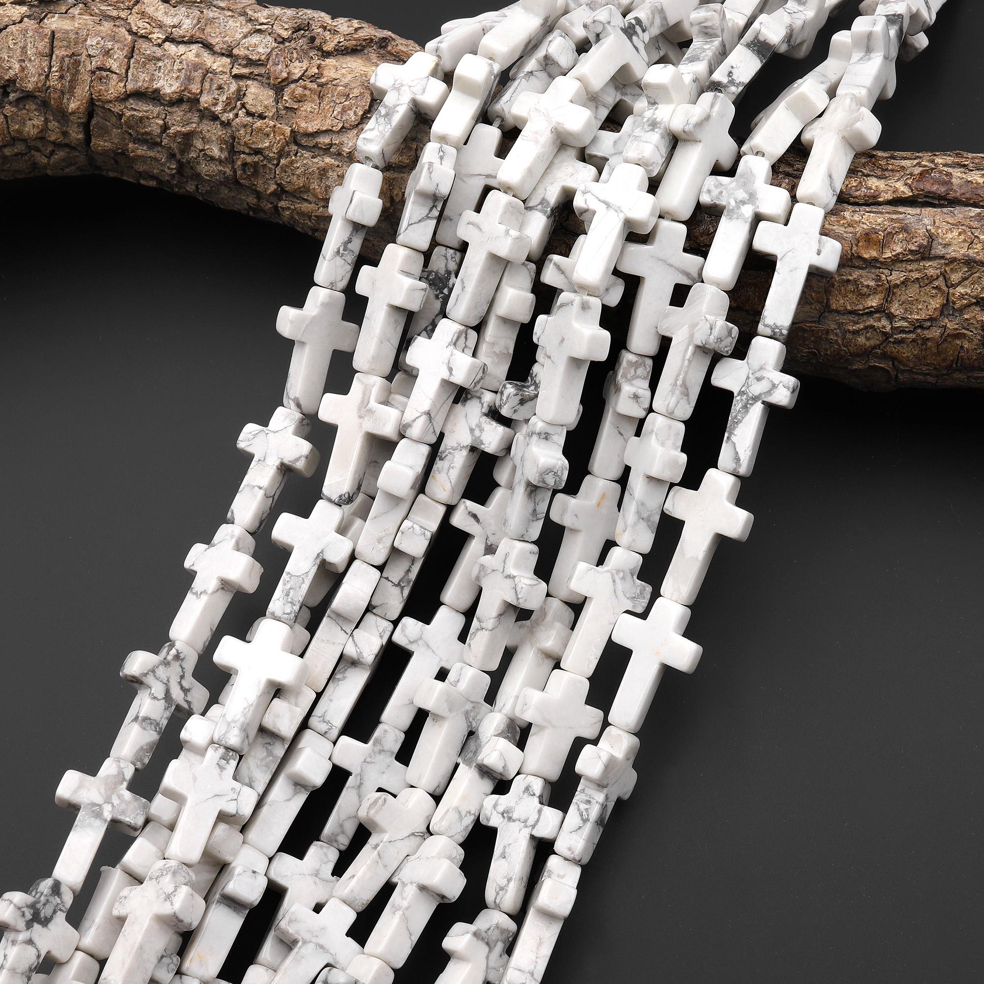 Natural White Howlite Cross Beads 10x14mm 12x20mm Vertically Drilled ...