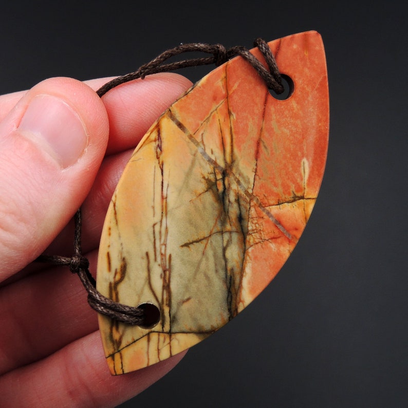 Red Creek Jasper Pendant Cherry Creek Jasper Pendant Multicolor Picasso Jasper Natural Stone Pendant Two Hole Drilled Pendant P1425