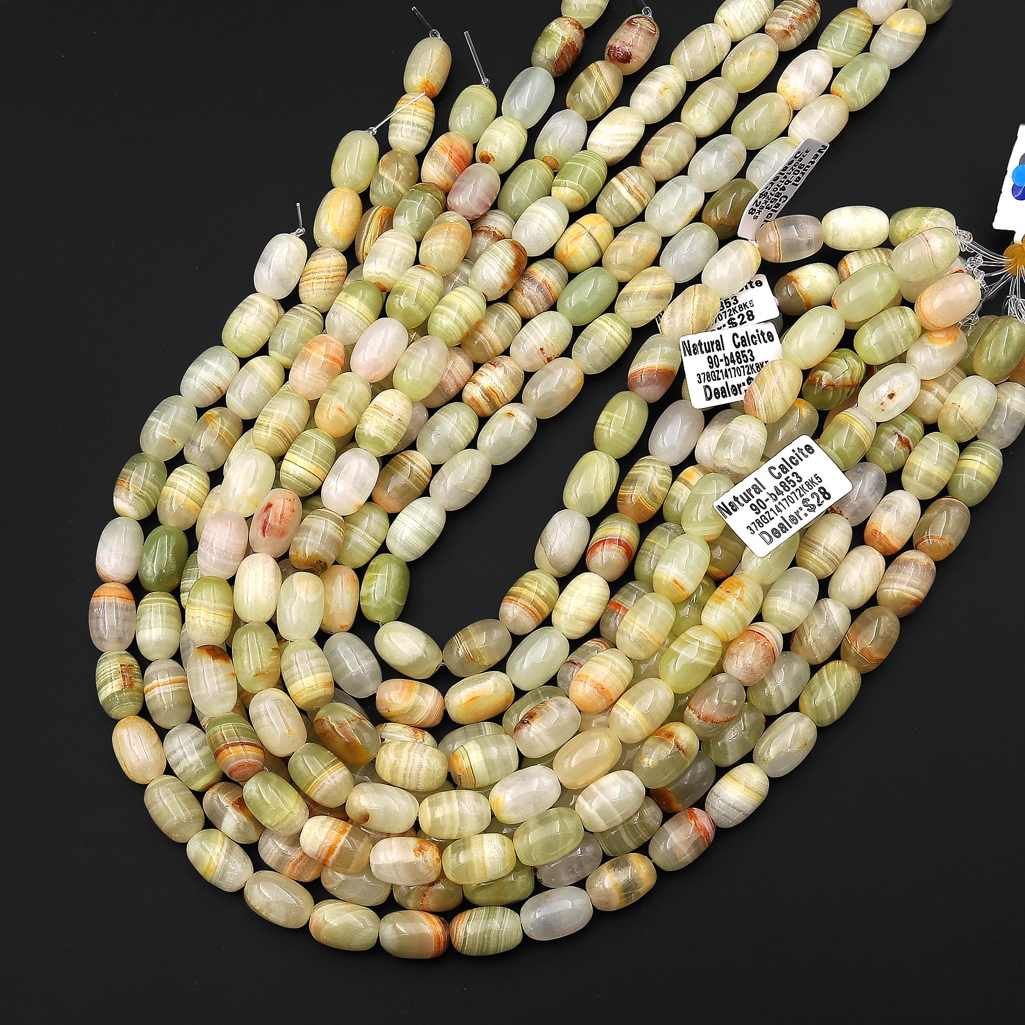 AAA Natural Green Calcite Barrel Beads Aka Afghanistan Jade 15.5 ...