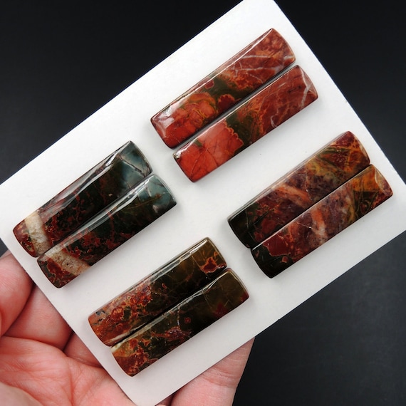 Red Creek Jasper Undrilled Multicolored Oval Natural Stone Cabochon Cab C171