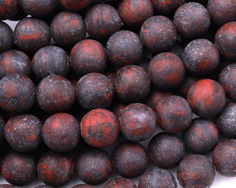 Matte Natural Red Tiger Iron 4mm 6mm  8mm Round Beads 15.5" Strand
