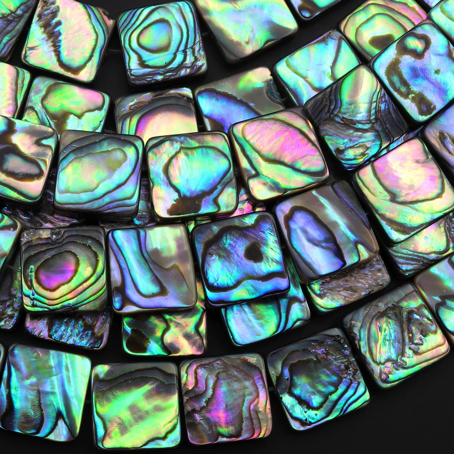 AAA Genuine Abalone Shell Square 8mm 10mm 12mm 14mm 16mm Beads ...