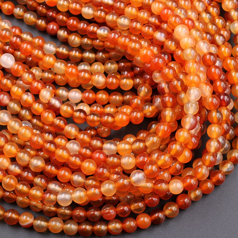AAA Natural Carnelian 4mm 6mm 8mm 10mm 12mm Round Beads Highly Polished Finish Natural Red Orange Gemstone 15.5 Strand image 4
