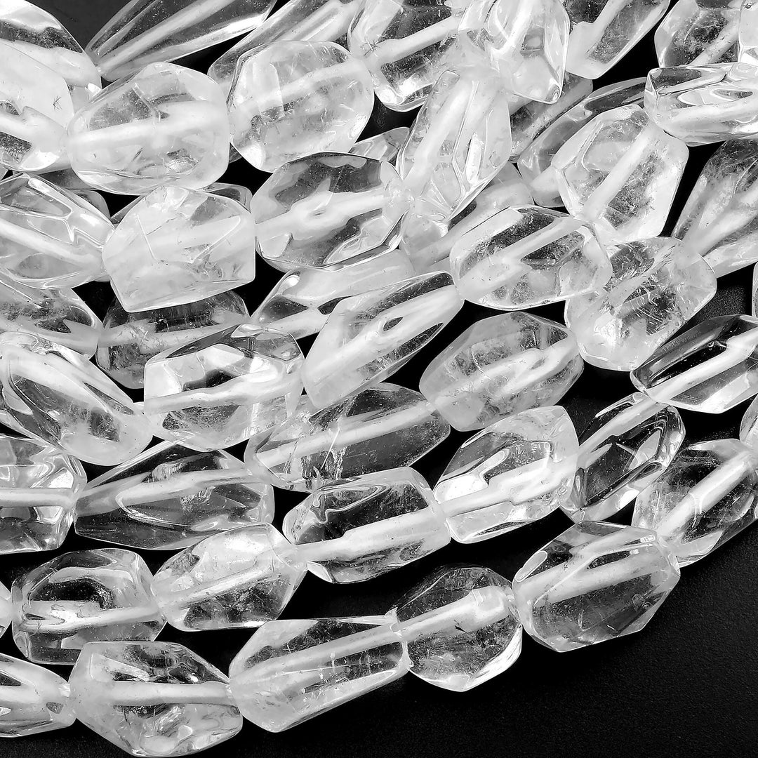 Natural Rock Quartz Beads Nugget Hand Cut Clear Raw Crystals 15.5