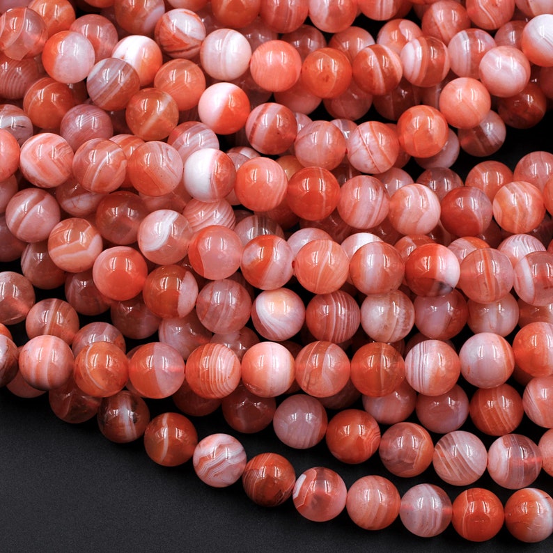 Extremely Rare AAA Natural Moroccan Red Banded Agate 4mm 6mm 8mm 10mm Round Bead 15.5 Strand image 5
