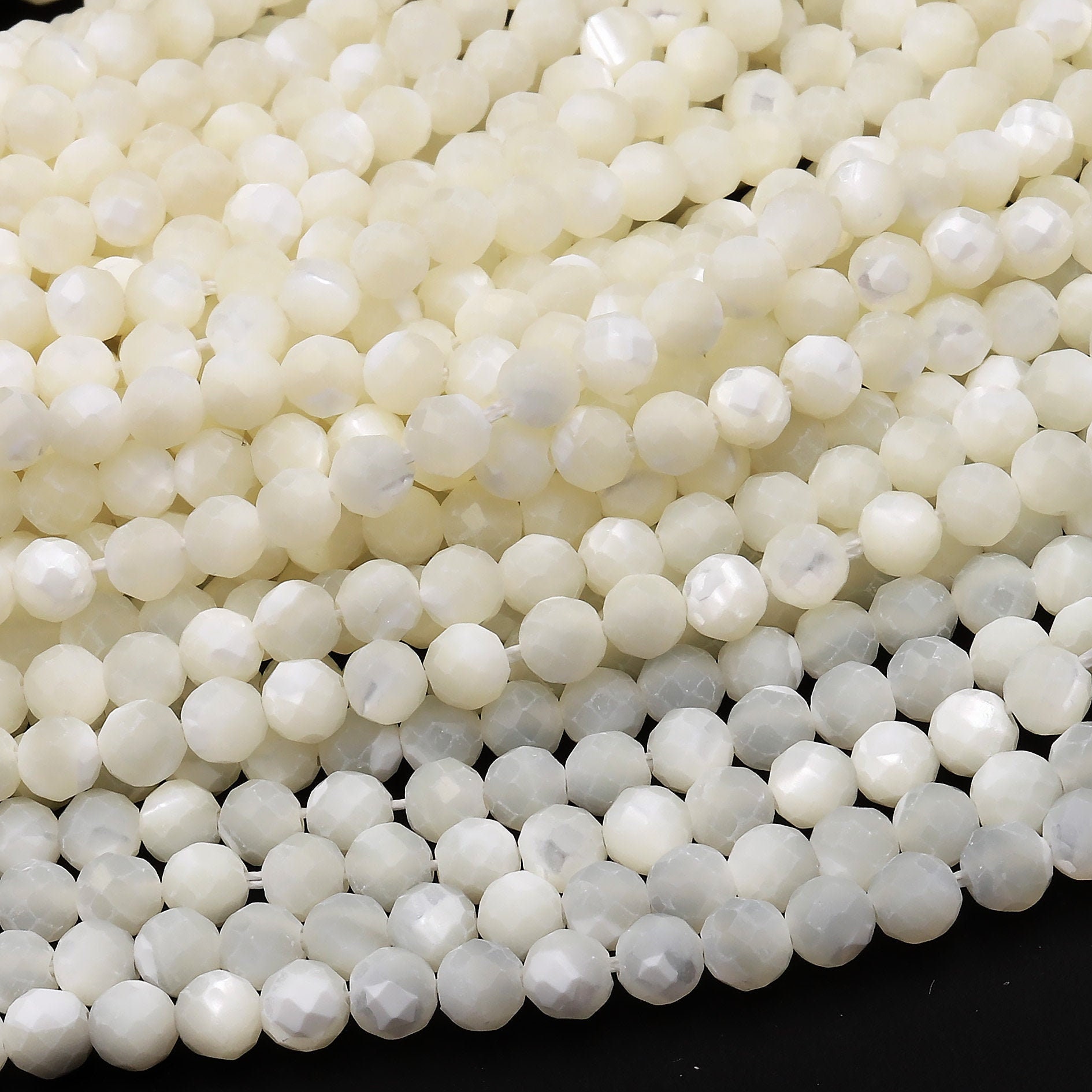 3mm Smooth Round, White MOP (Mother of Pearl) Beads (16 Strand)