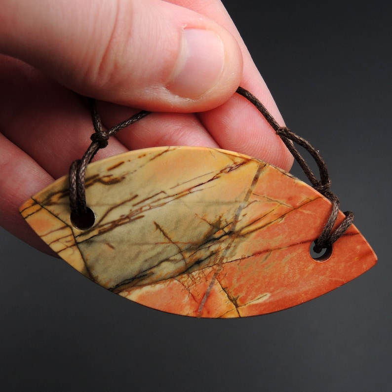Red Creek Jasper Pendant Cherry Creek Jasper Pendant Multicolor Picasso Jasper Natural Stone Pendant Two Hole Drilled Pendant P1425