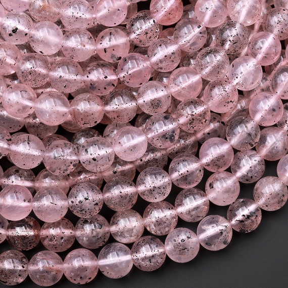 Strawberry Quartz Beads, Natural, 10mm Faceted Round - Golden Age