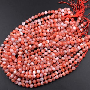 Extremely Rare AAA Natural Moroccan Red Banded Agate 4mm 6mm 8mm 10mm Round Bead 15.5 Strand image 6
