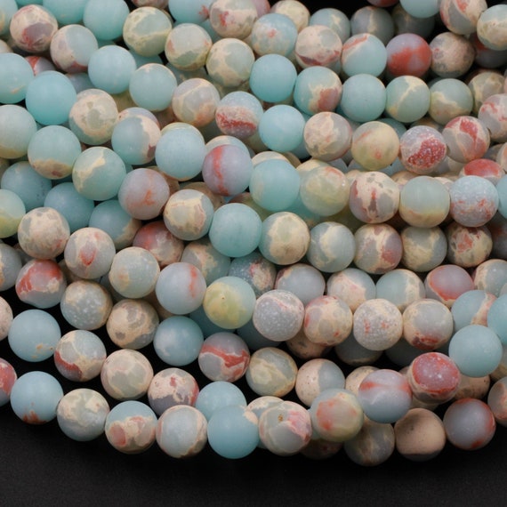 Matte Impression Jasper Smooth Round Beads 4mm 6mm 8mm 10mm Aka Snake Skin Jasper Aqua Terra Jasper 15.5" Strand