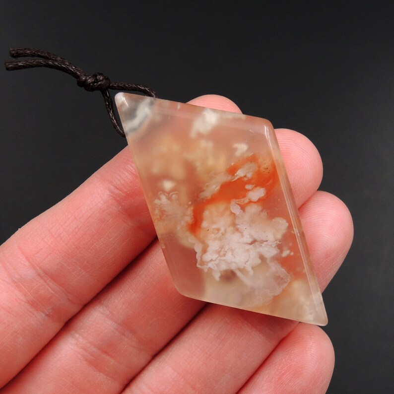 Cherry Blossom Agate Pendant Side Drilled Irregular Freeform Natural Stone Pendant P1570