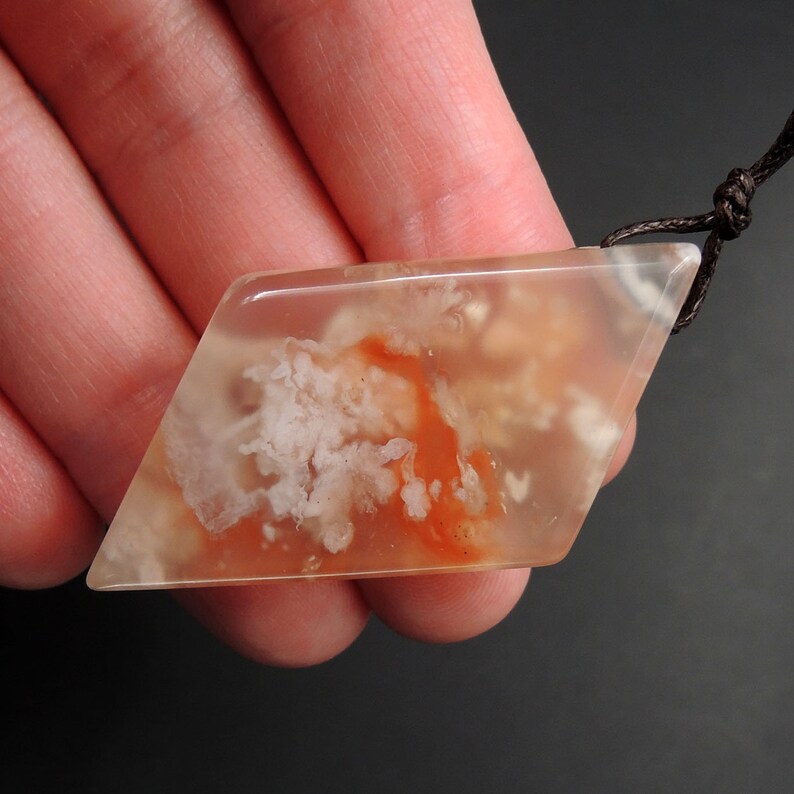 Cherry Blossom Agate Pendant Side Drilled Irregular Freeform Natural Stone Pendant P1570
