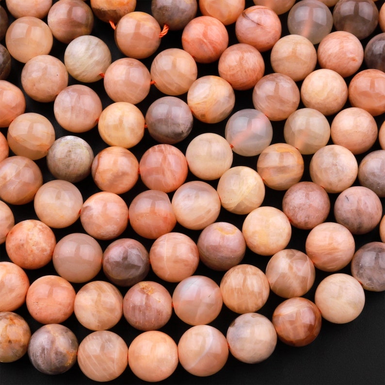 Natural Golden Peach Moonstone 6mm 8mm 10mm Round Beads 15.5 Strand image 1