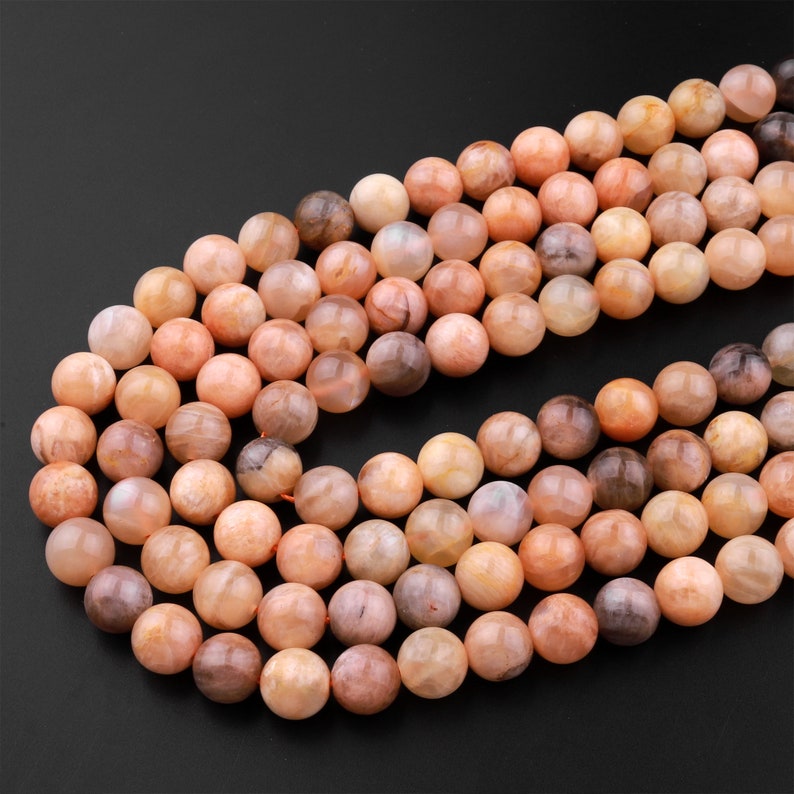 Natural Golden Peach Moonstone 6mm 8mm 10mm Round Beads 15.5 Strand image 6