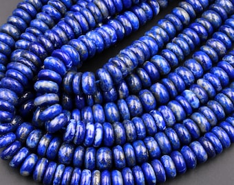 Natuurlijke lapis kralen 8 mm rondelle prachtige echte blauwe lapis edelsteen 15,5" streng
