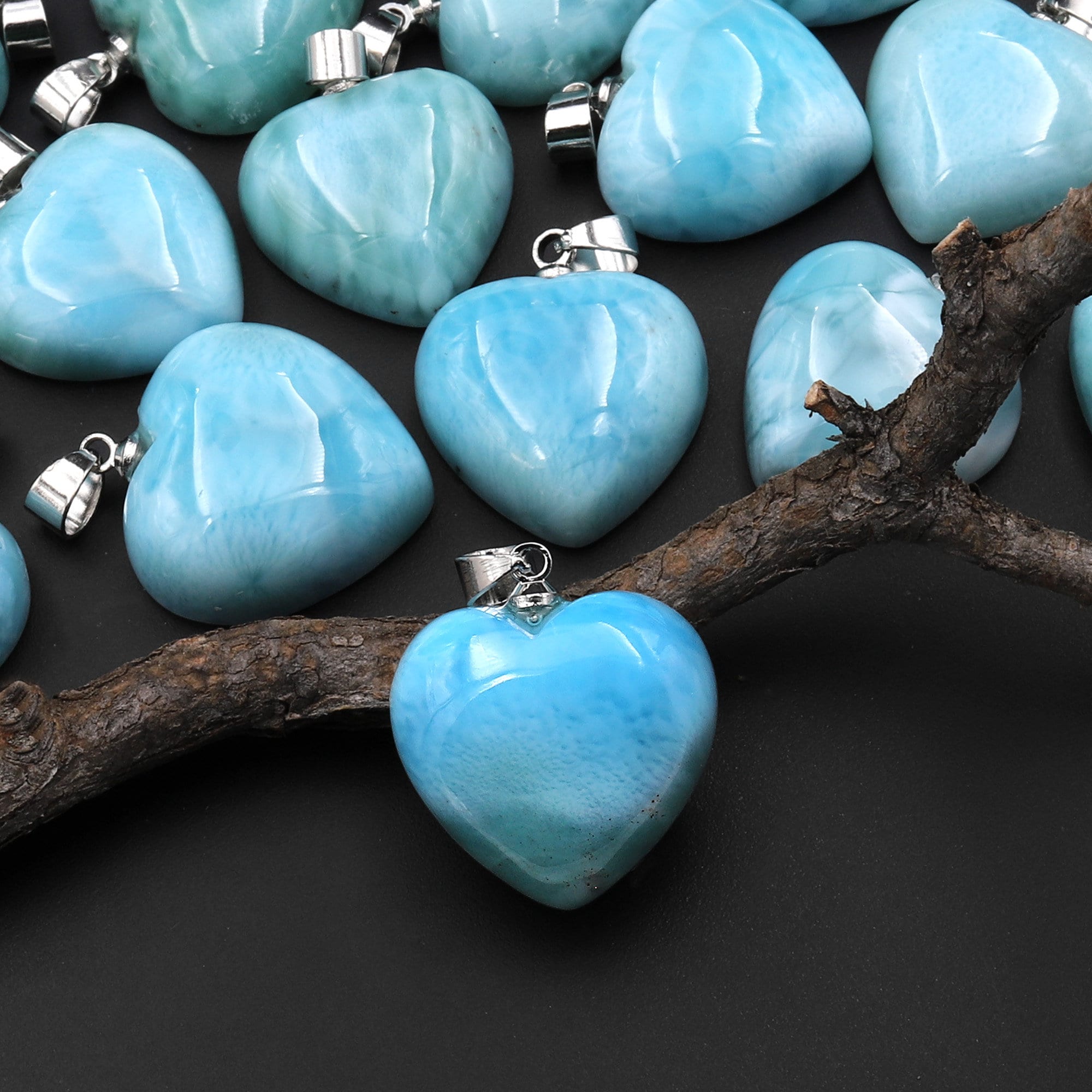 天然ブルーラリマーハートペンダント 本物の本物のラリマー宝石 - Etsy