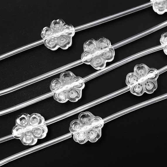 天然クリアロッククォーツクリスタル手彫りチェリーフラワー