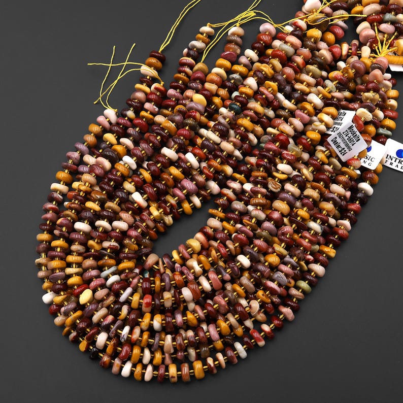 Natural Australian Mookaite Freeform Rondelle 8mm 10mm Beads Mauve Red ...