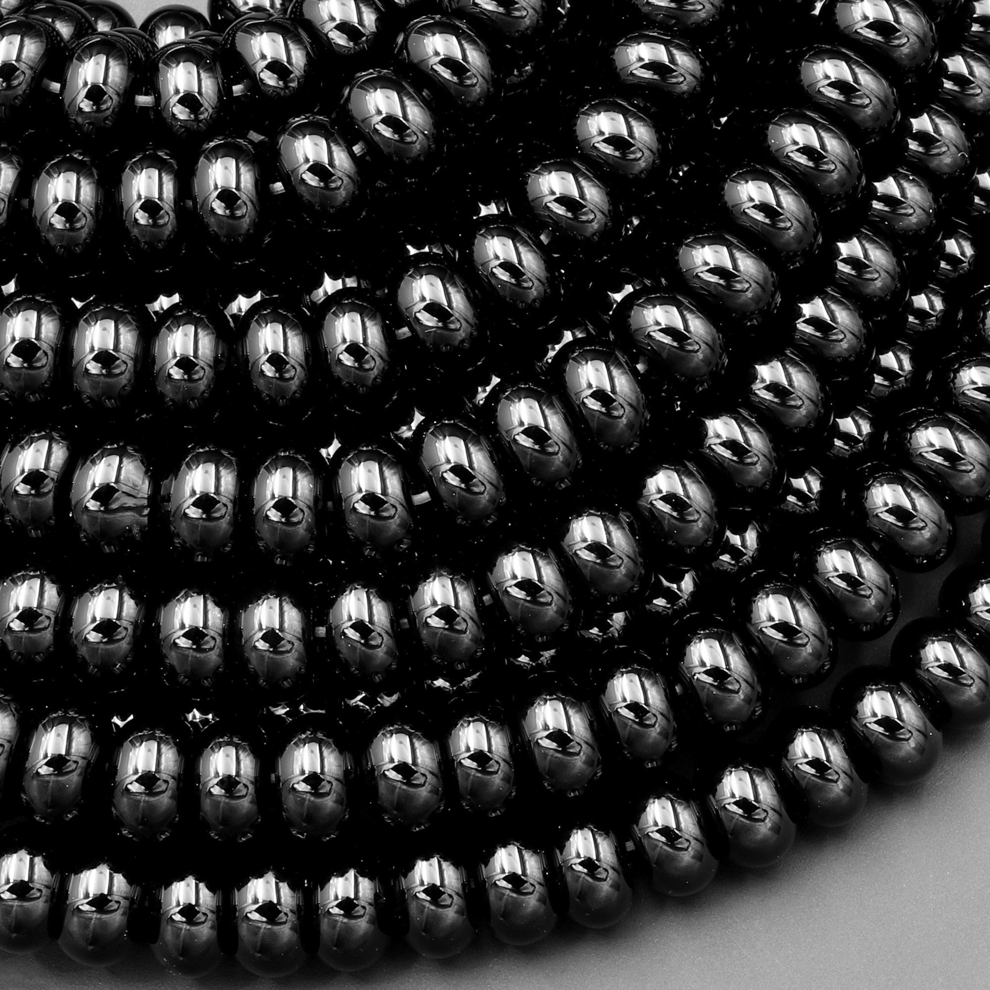 6X3MM Black Agate Gemstone Rondelle Loose Beads 16 nch Full Strand (80000549-A72) - Etsy