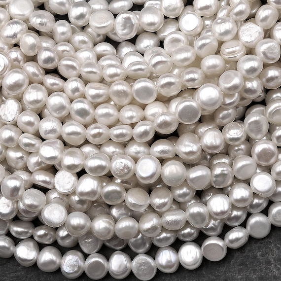Perle Sciolte Naturali D'Acqua Dolce 7-8mm AAA - Bianco - Filza 14''
