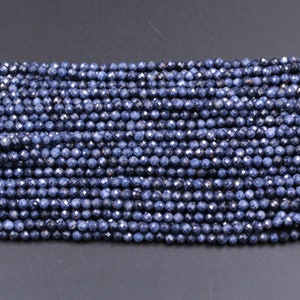 High Quality Natural Blue Sapphire Round Beads 2mm 3mm 4mm 5mm 6mm Faceted Round Beads Micro Cut Faceted Small Genuine Gemstone 15.5 Strand image 2