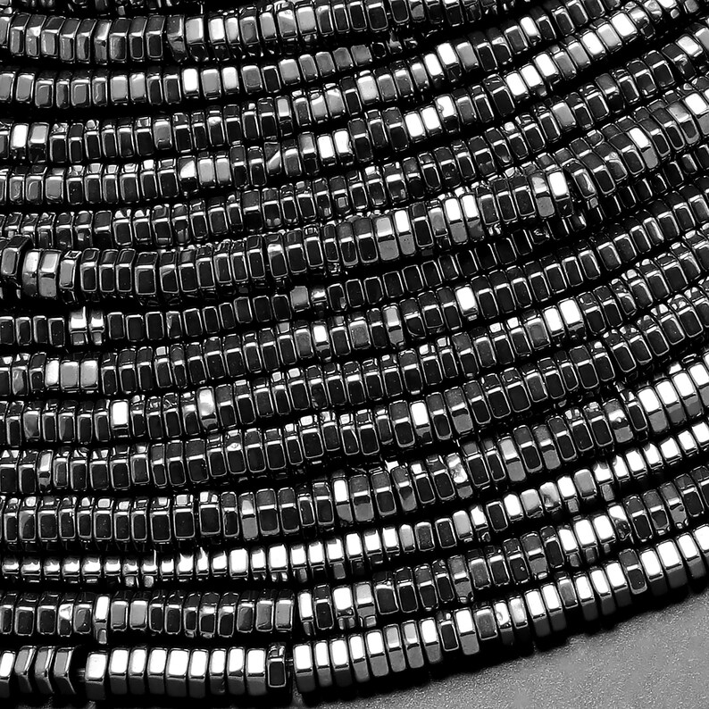Natural Black Hematite Hexagon Beads Center Drilled Faceted Spacers 2mm ...