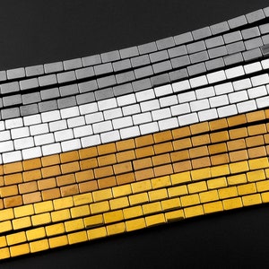 Titanium Hematite 4mm Rectangle Beads Silver Gold Bronze Black Colors 15.5" Strand