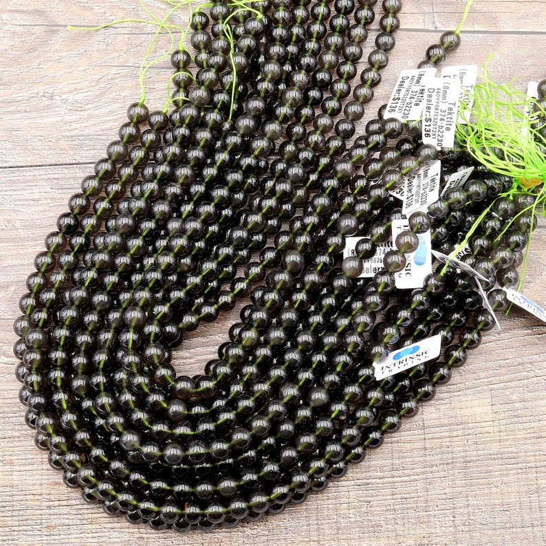 AAA Real Genuine Natural Green Tektite From Tibet 4mm 6mm 8mm 10mm ...