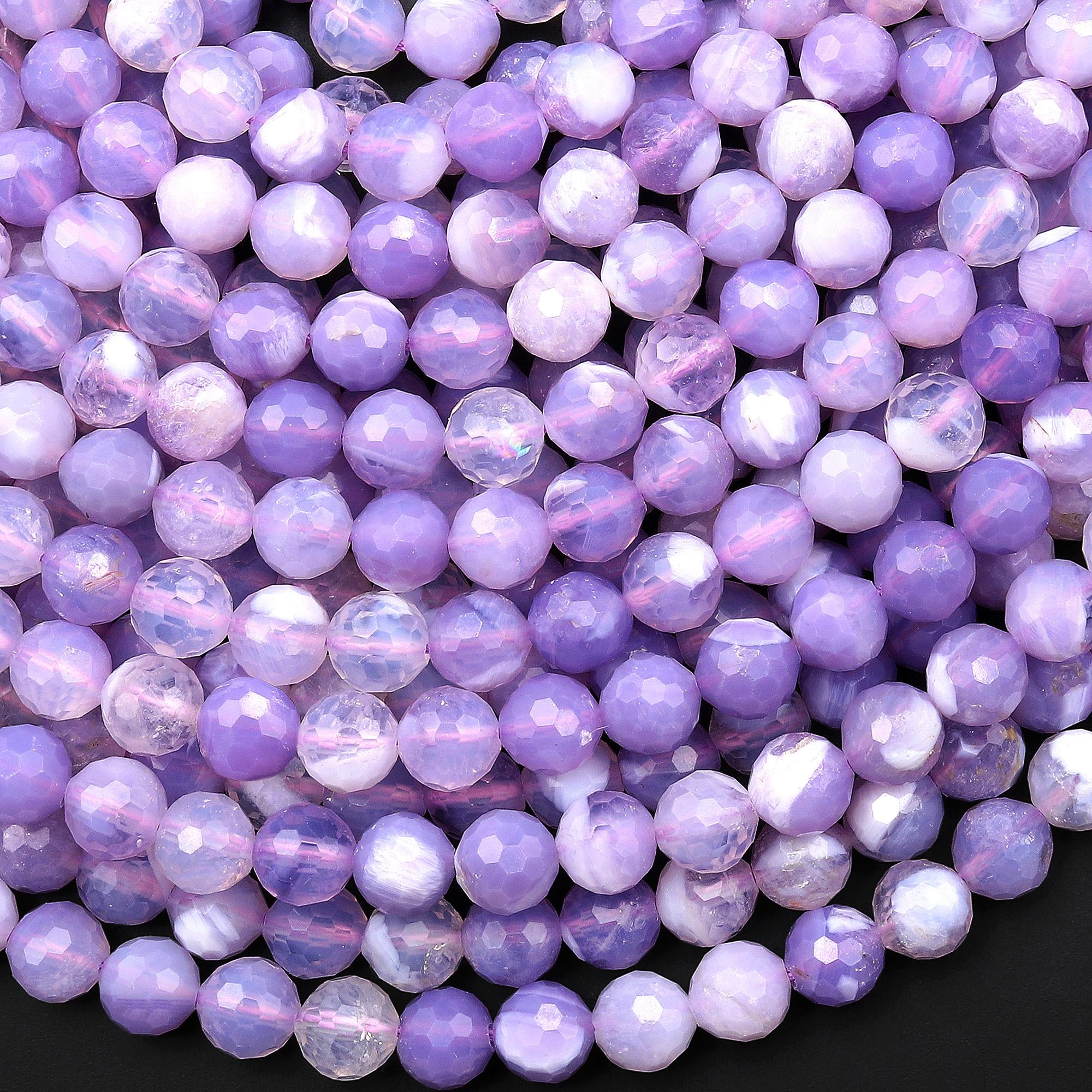 希少な天然アフリカ産パープルオパールカルセドニーファセット6mm