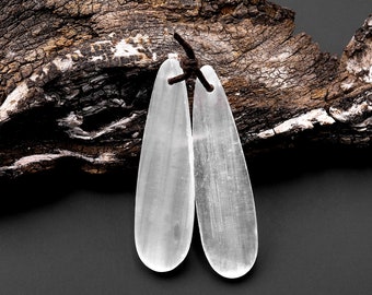 Natural Selenite Teardrop Earring Pair Matched Gemstone Beads