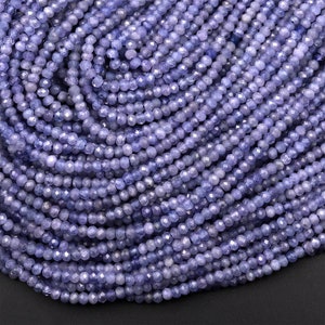 Faceted Natural Tanzanite Rondelle Beads 3mm Micro Laser Cut Real Genuine Gemstone 15.5&quot; Strand