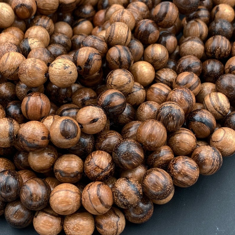 Natural Tiger Skin Sandalwood Beads 4mm 6mm 8mm 10mm 12mm 14mm Subtle Aromatic Wood Great For Mala Prayer Meditation Therapy 15.5 Strand image 1