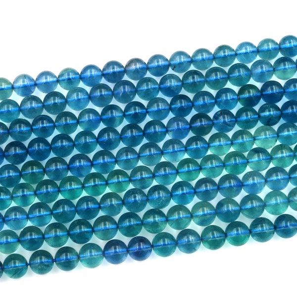 AAA Natural Blue Fluorite Beads 4mm 6mm 8mm 10mm 12mm Round Smooth Polished Finish Gemstone Beads 15.5" Strand