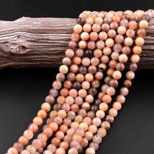 Natural Golden Peach Moonstone 6mm 8mm 10mm Round Beads 15.5 Strand image 2