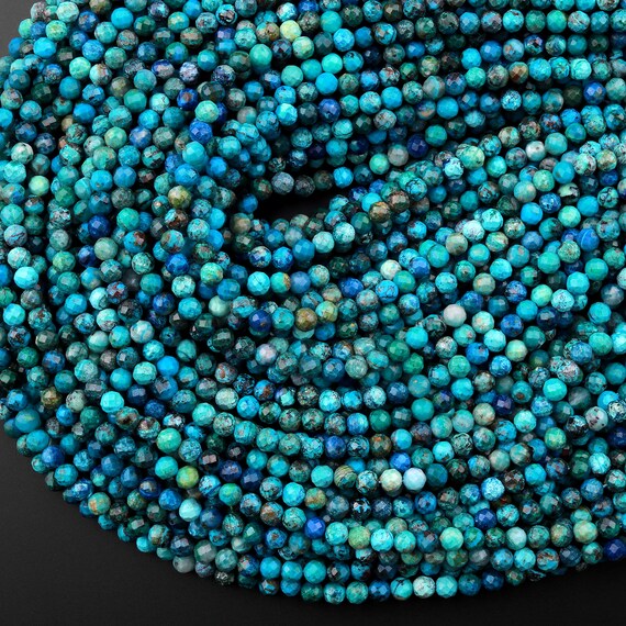 アズマラカイトラピスラズリクリソコラ迫力ある逸品‼️SALE中 AAAマイクロファセット天然クリソコラアズライトラウンドビーズ3mm 4mm