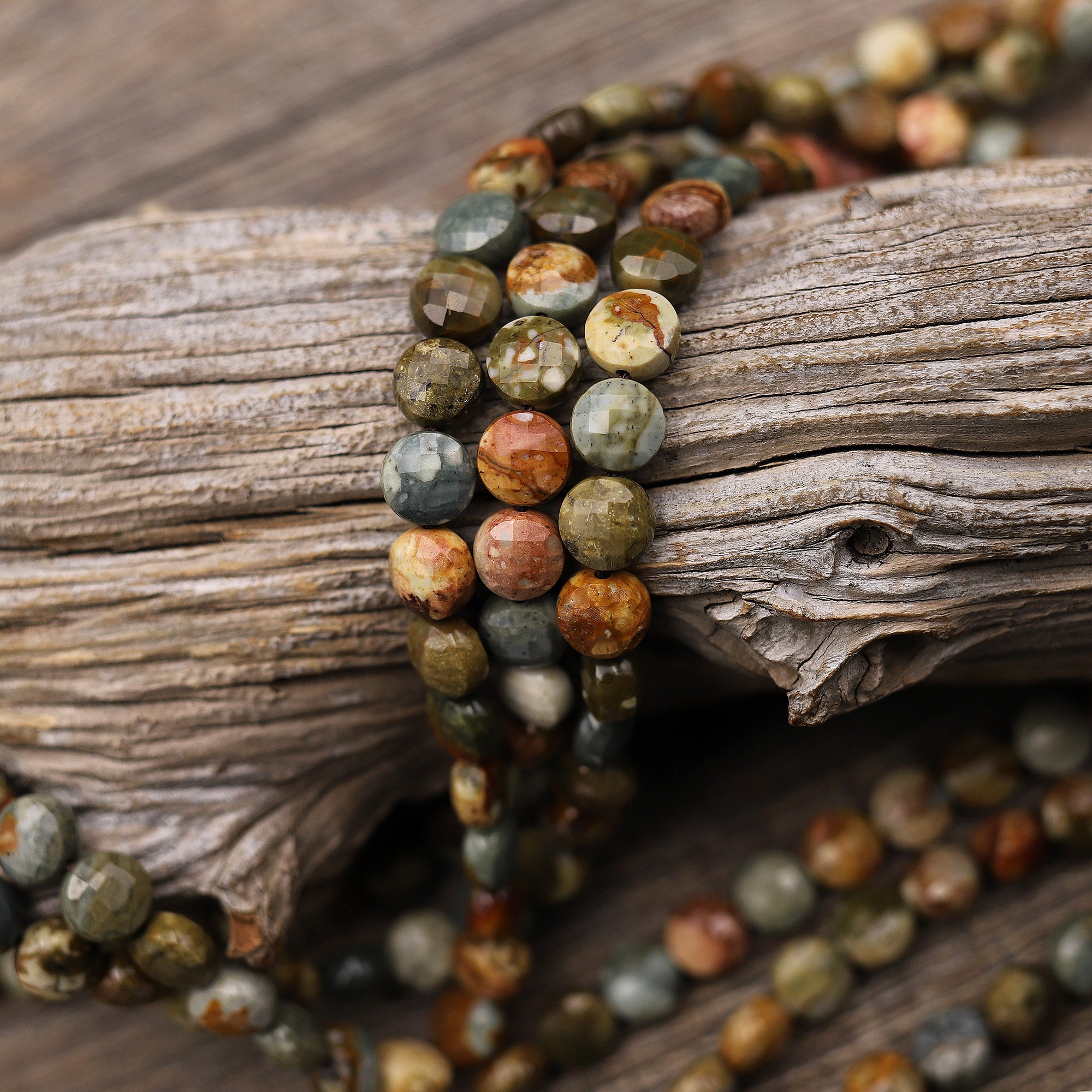 Faceted Natural Owyhee Picture Jasper Coin Beads 6mm 8mm 10mm 15.5 ...