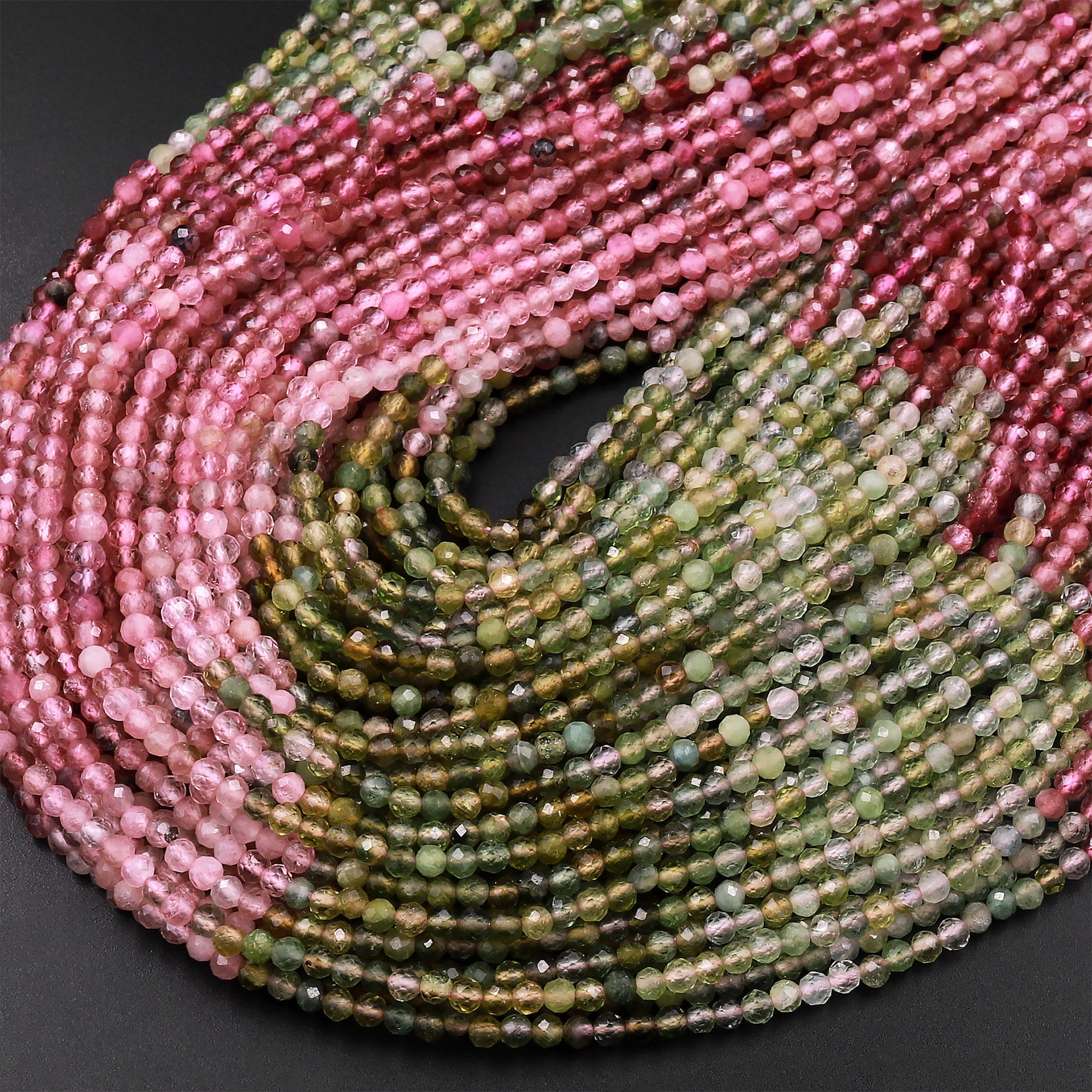 Perle Sfuse In Pietra Naturale – Tormalina Verde AAA+ Facce Taglio Isreal, 2-3 Mm, Filo 33 Cm, Semi Preziose Per Gioielli - 2
