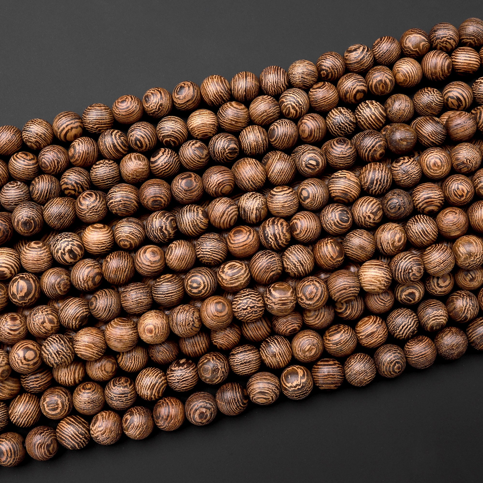 Natural African Wenge Wood Beads 4mm 6mm 8mm 10mm 12mm Great for