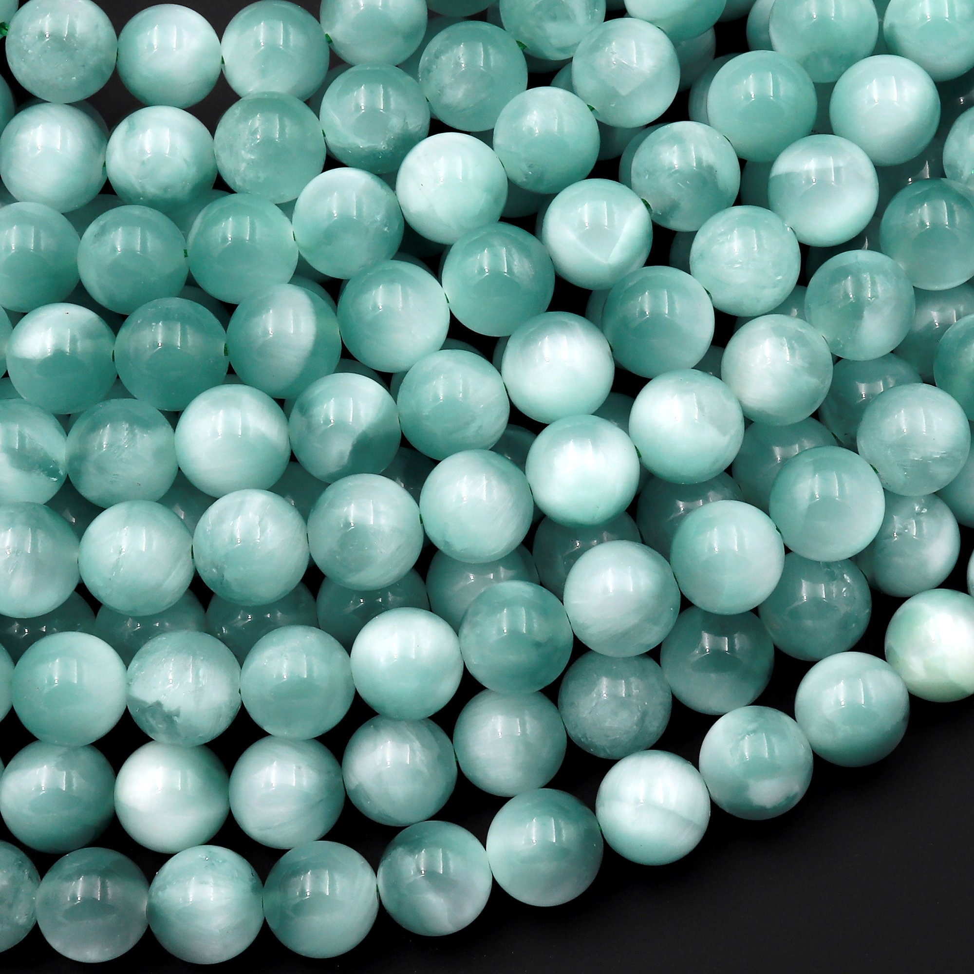 Green Moonstone 4mm 6mm 8mm 10mm Round Beads Aka Green Angelite