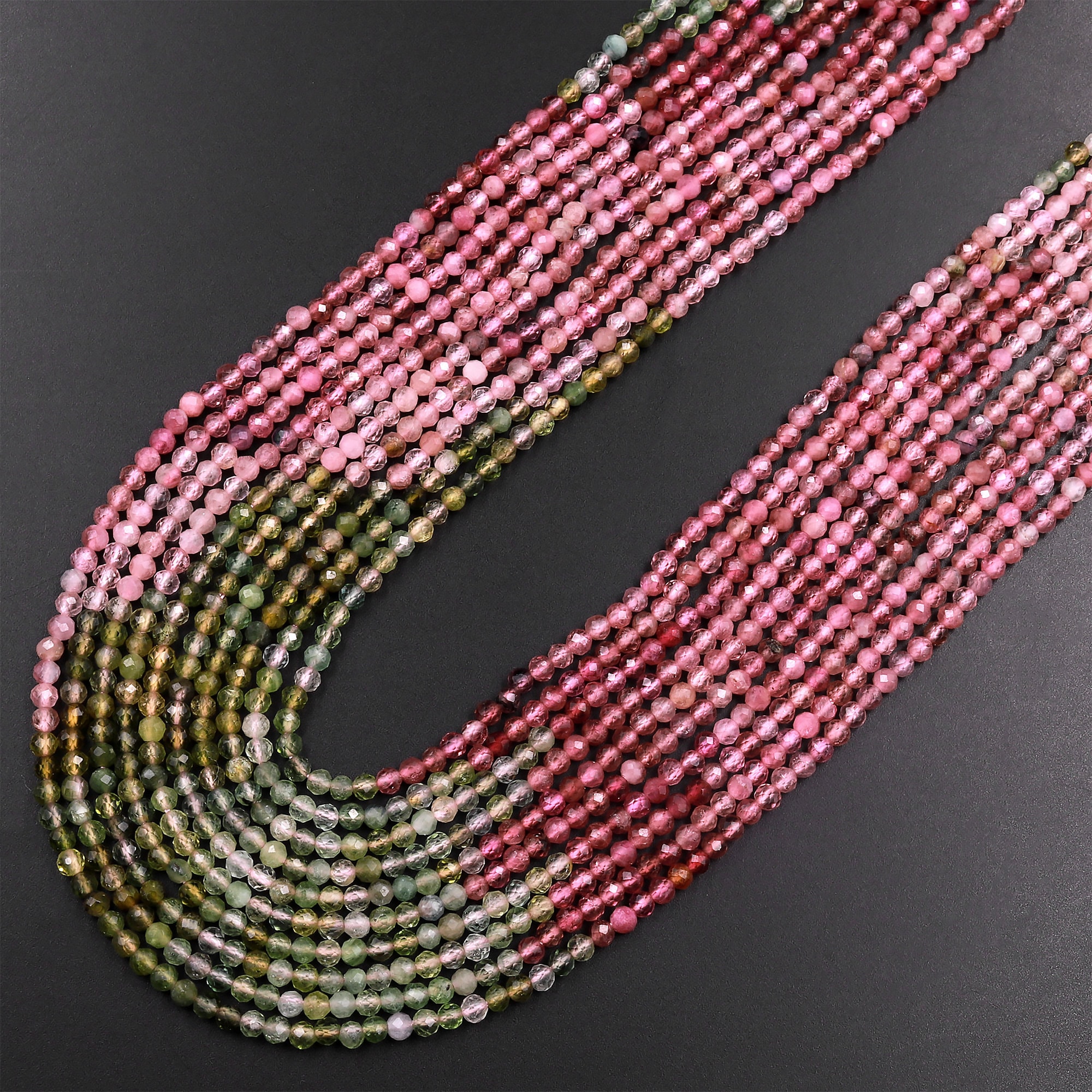 Perle sfaccettate di tormalina gialla AAA+ da 2,50 mm a 3 mm / Filo da 33 cm / Perle sfuse a rondella di tormalina multicolore naturale semipreziosa - Italia