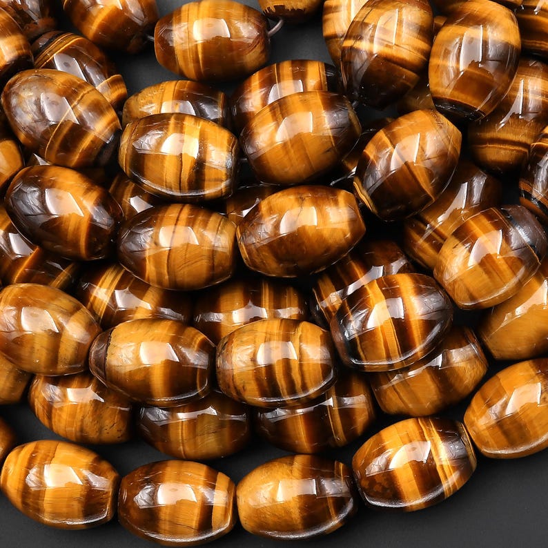 AAA Chatoyant Faceted Natural Golden Brown Tiger's Eye Drum Barrel ...
