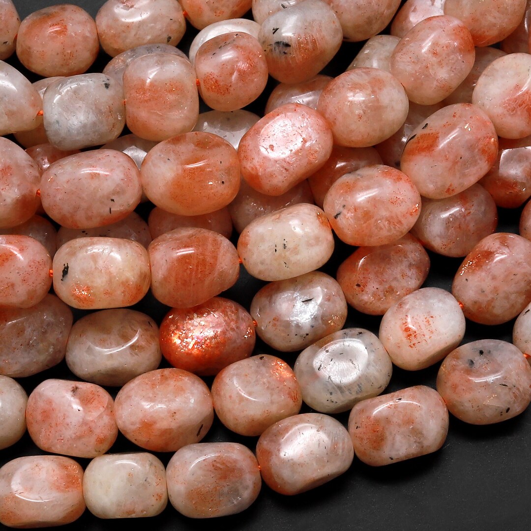 Natural Sunstone Freeform Pebble Nugget Beads Gemstone 15.5 Strand Etsy
