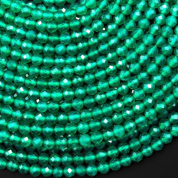 Agata verde smeraldo sfaccettata mm mm mm Perline di pietra